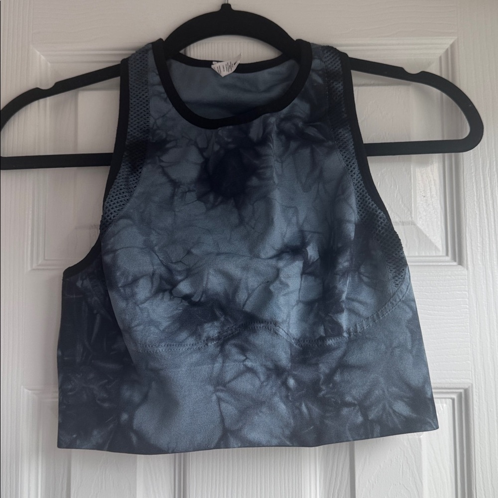 Soul by SoulCycle Black Tie-Dye High Neck Sports Bra